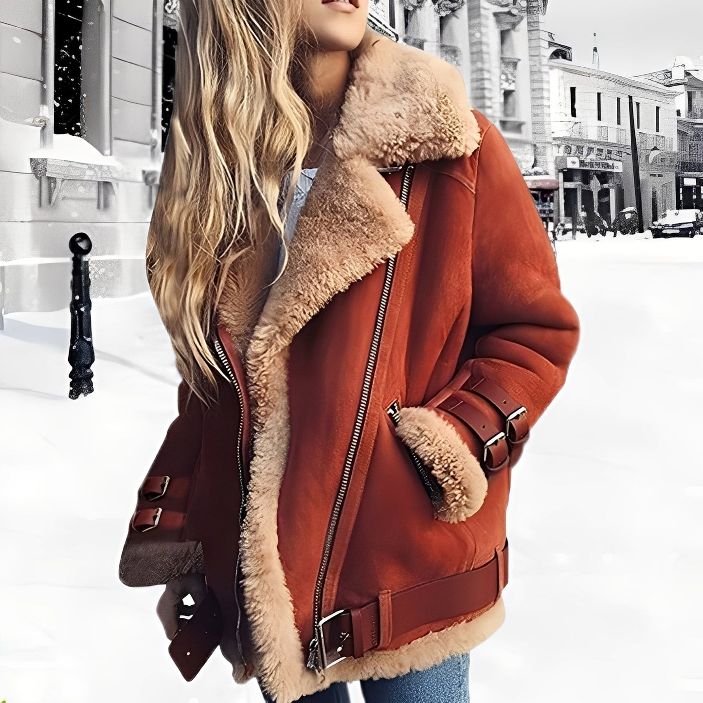 Aviator Jacket Femme avec Doublure Shearling | Style Urbain et Chaleur Luxueuse