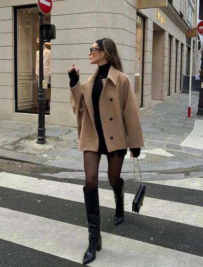 Oversize Wool Jacket Femme | Veste Laine à Manches Amples pour Hiver