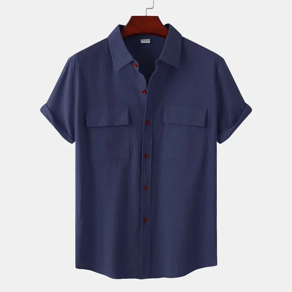 Wilhelm | Chemise Homme Manches Courtes Style Décontracté avec Col Revers et Poches à Rabat – Idéale pour l’Été