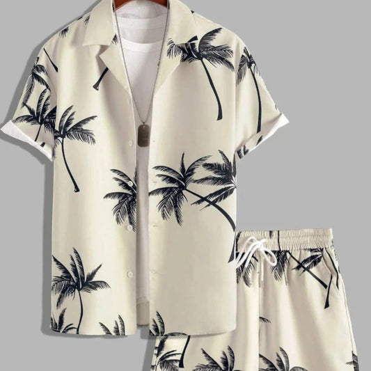 Moritz | Ensemble Été Homme Imprimé Tropical Chemise Manches Courtes Col Revers + Short Taille Élastique