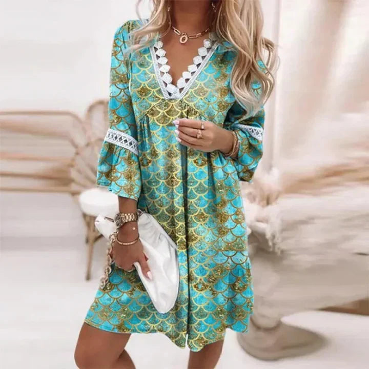 Zensi | Blouse Bohème Colorée à Motifs Vintage et Dentelle