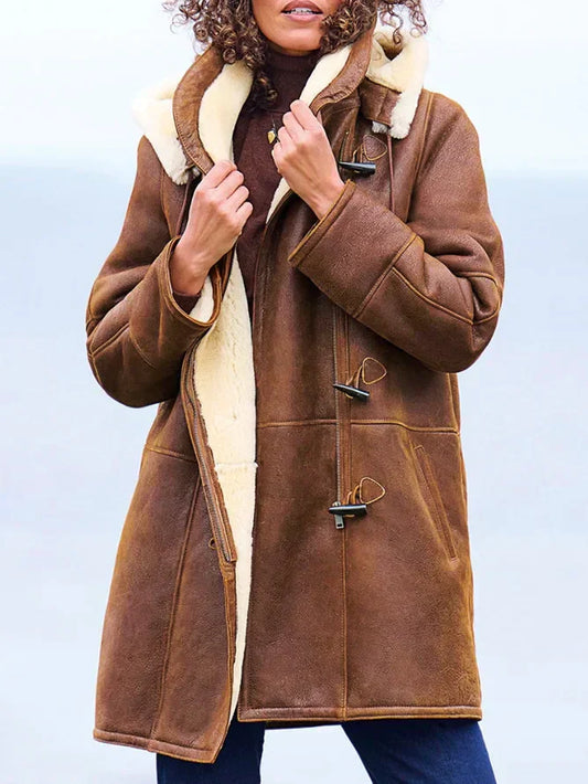 Vienne | Manteau Femme Vintage à Capuche, Doublure Polaire Chaude pour l’Hiver