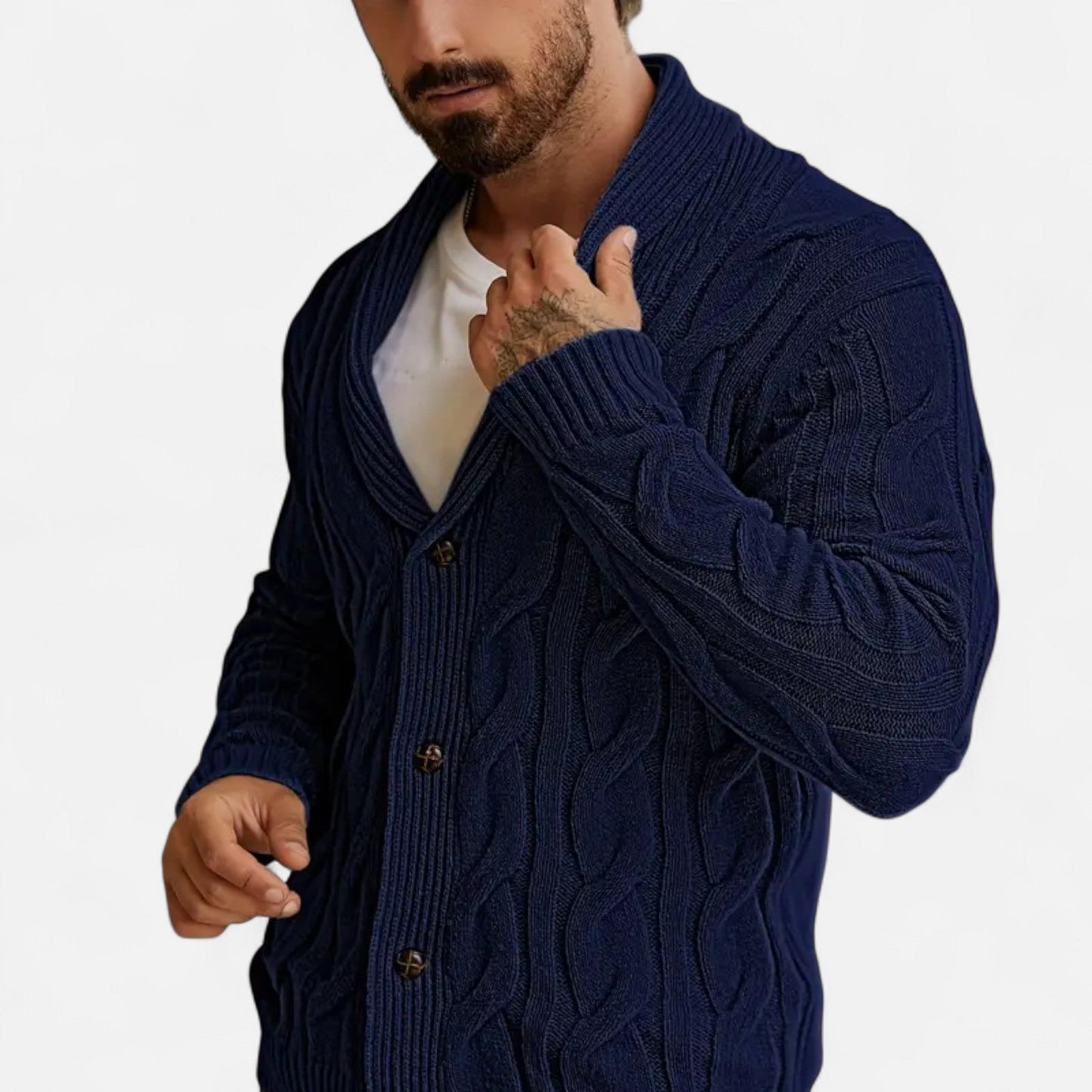 Beau | Cardigan Homme Tricot Texturé à Boutons pour Style Classique et Confort