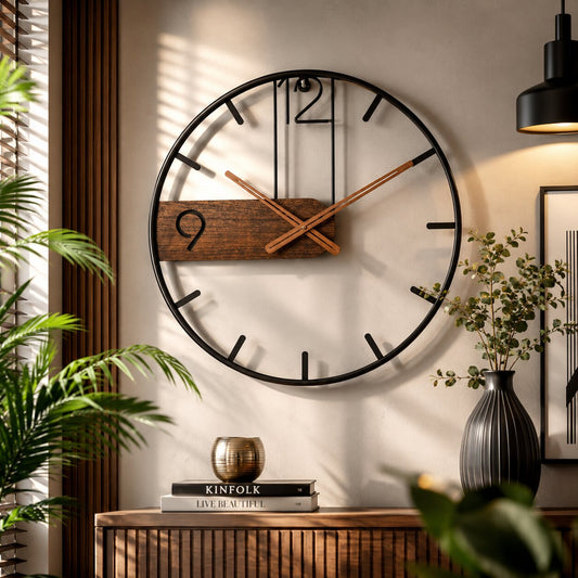 NussZeit™ | Moderne Wanduhr aus Edelstahl und Walnussholz – 40 cm