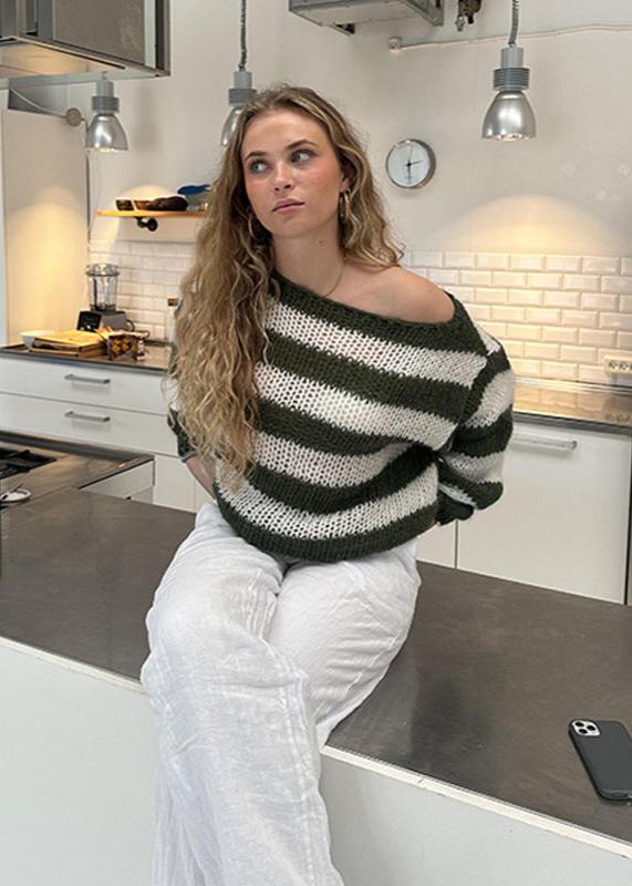 Pull oversize pour femme avec motif à rayures – Confortable, Stylé & Polyvalent