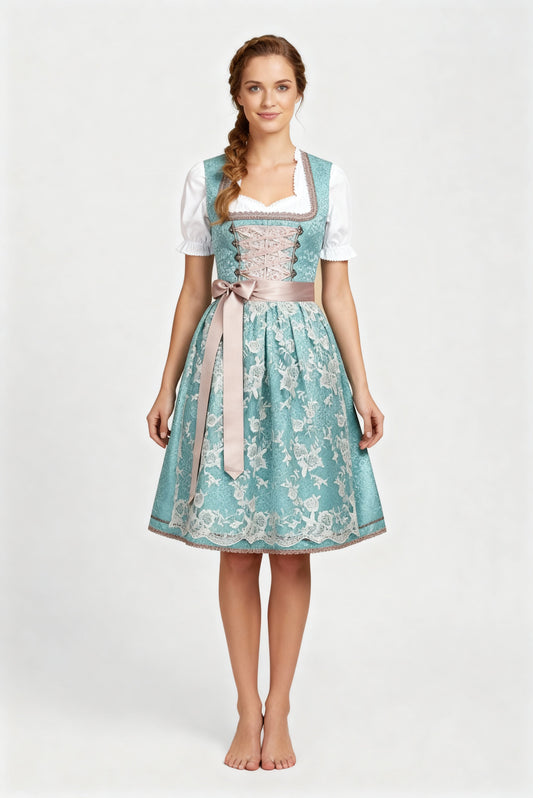 Dirndl Femme | Costume Traditionnel avec Tablier pour Oktoberfest