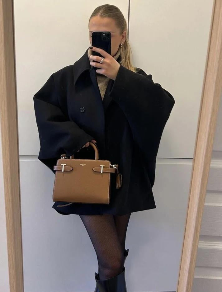 Oversize Wool Jacket Femme | Veste Laine à Manches Amples pour Hiver