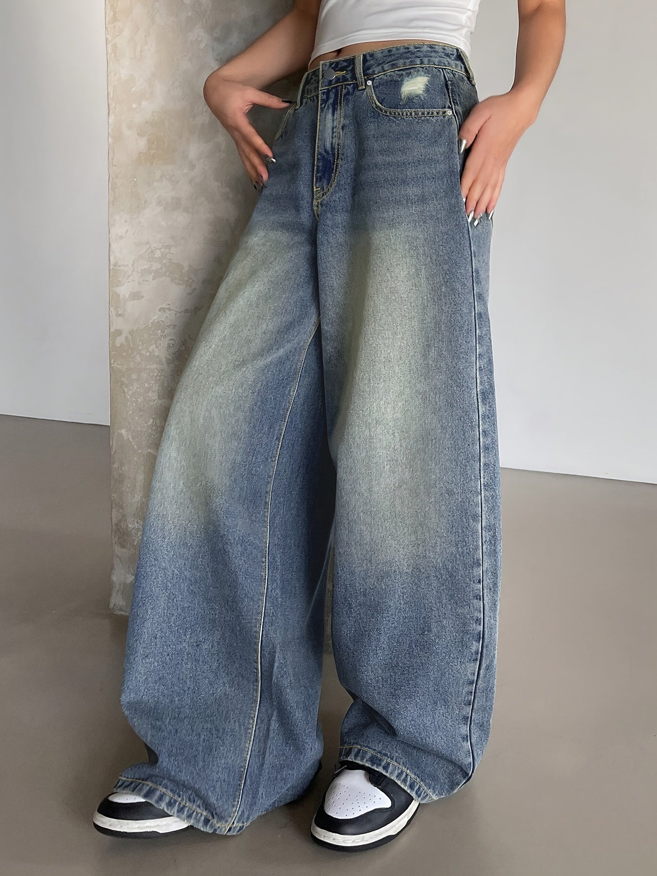 Dorabelle | Baggy Jeans Femme Taille Haute, Coupe Large avec Jambe Ample