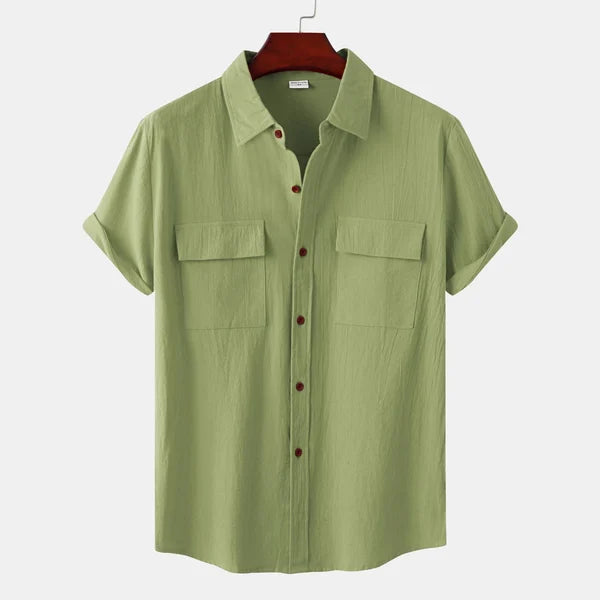Wilhelm | Chemise Homme Manches Courtes Style Décontracté avec Col Revers et Poches à Rabat – Idéale pour l’Été
