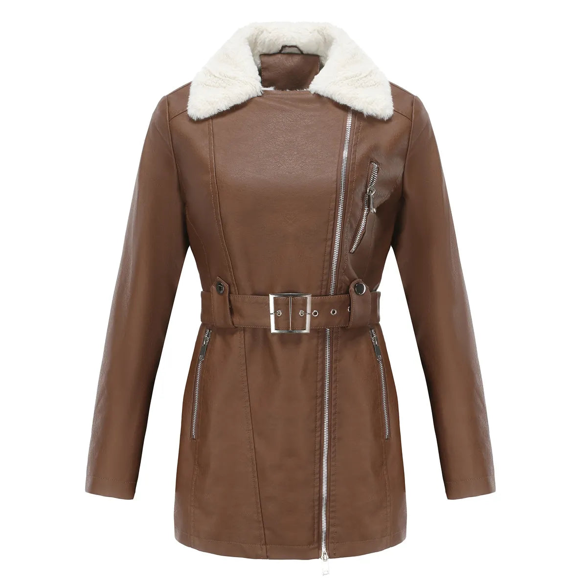 Veste Femme Hiver en Mouton | Style Biker et Douceur Chaude