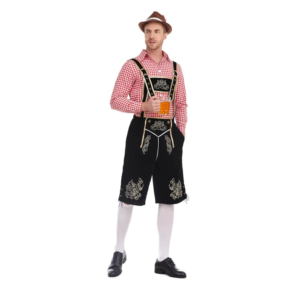 BayernTracht™ | Herren-Lederhosen-Kostüm im 3-teiligen Set mit Hut und Hosenträgern