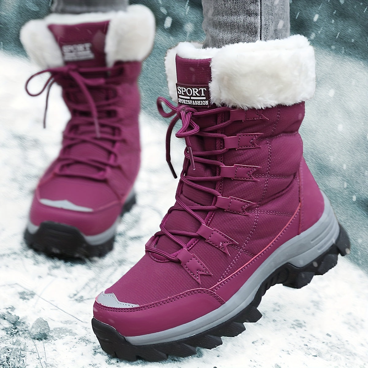 Bottes d’Hiver Chaudes pour Femme, Cuir Marron, Imperméables et Isolantes