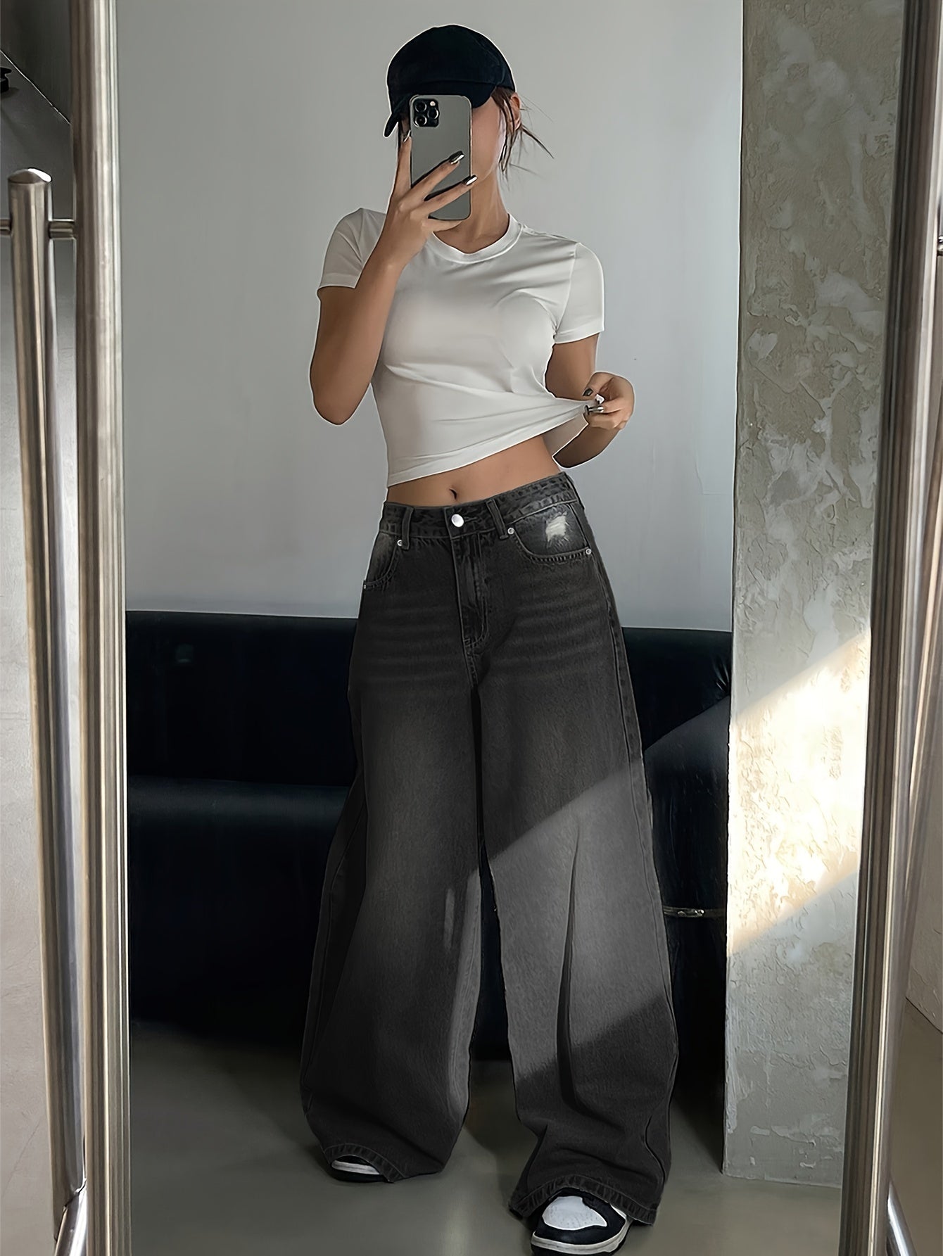 Dorabelle | Baggy Jeans Femme Taille Haute, Coupe Large avec Jambe Ample