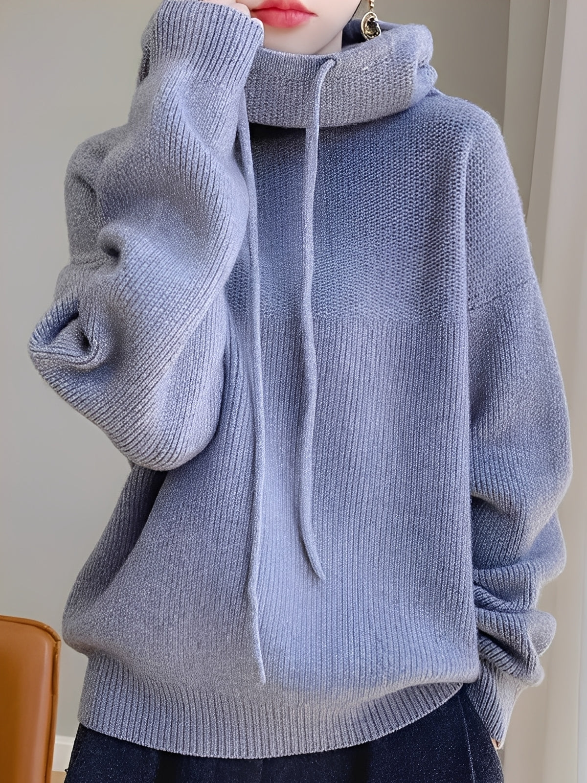 Pull Col Roulé Femme en Tricot Doux