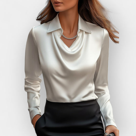 Blouse Satin Femme | Col Cascade Fluide et Élégant