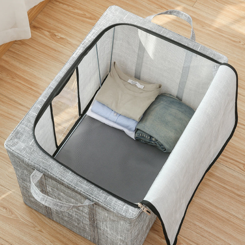 LinenStack™ | Faltbare Aufbewahrungsbox aus Leinenstoff mit Sichtfenstern