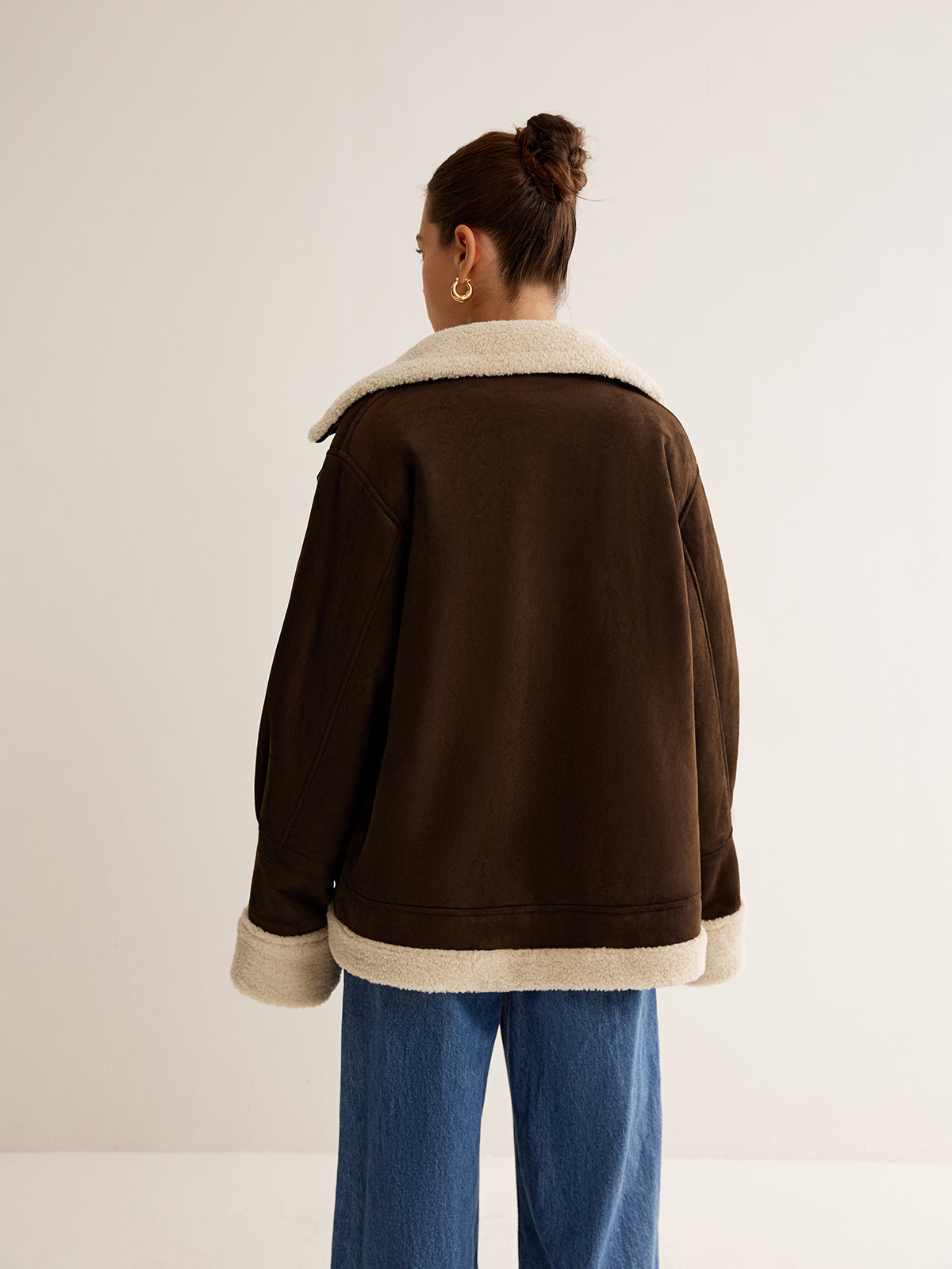 Séraphine | Veste Vintage Femme Marron Doublée Polaire, Coupe Ample et Confortable
