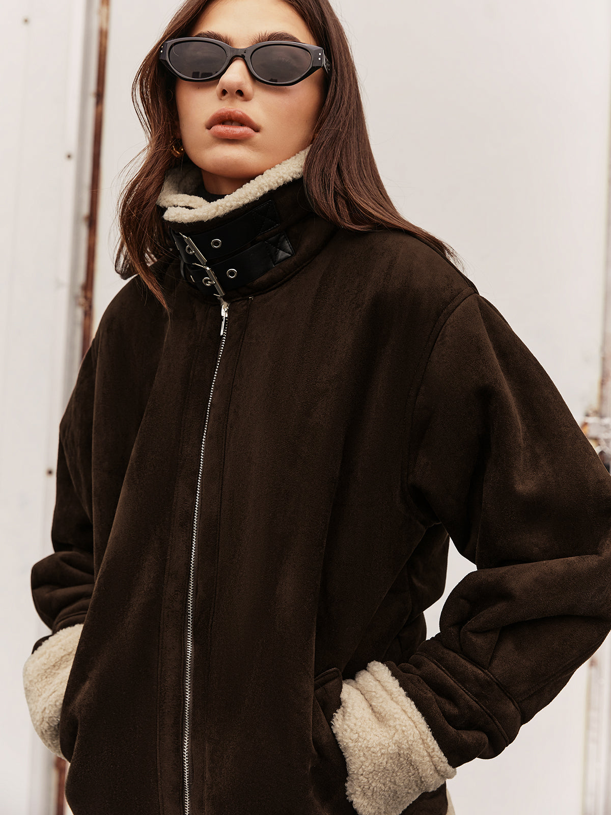 Séraphine | Veste Vintage Femme Marron Doublée Polaire, Coupe Ample et Confortable