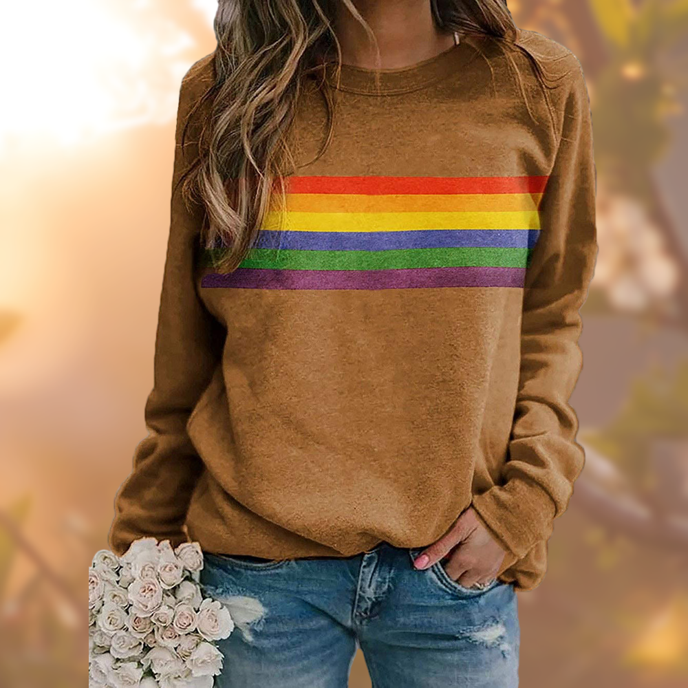 Caroline | Sweatshirt Femme Col Rond avec Imprimé Arc-en-Ciel