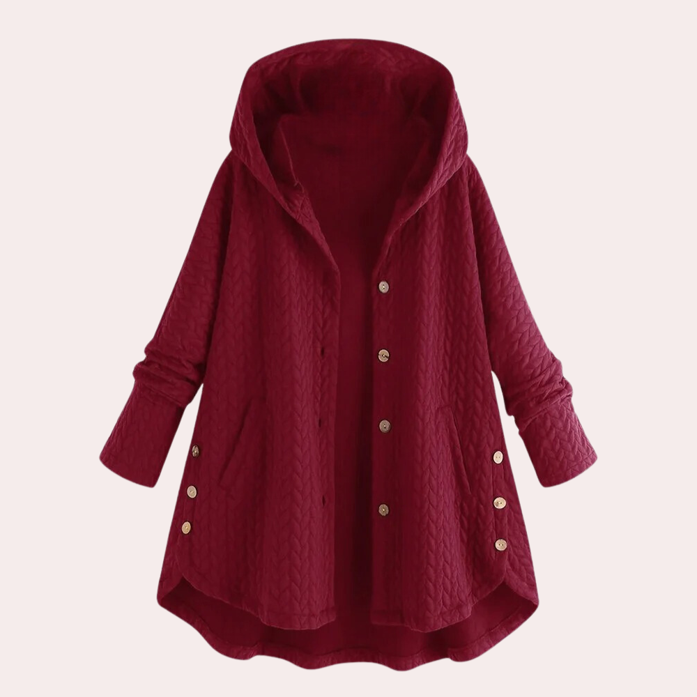 Armel | Manteau Long Femme à Capuche avec Boutons, Style Décontracté