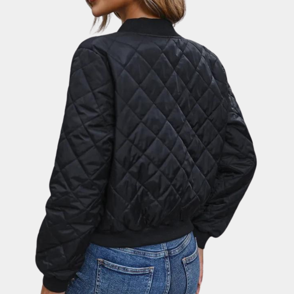 Edmée-Lou | Bomber matelassé femme noir à zip