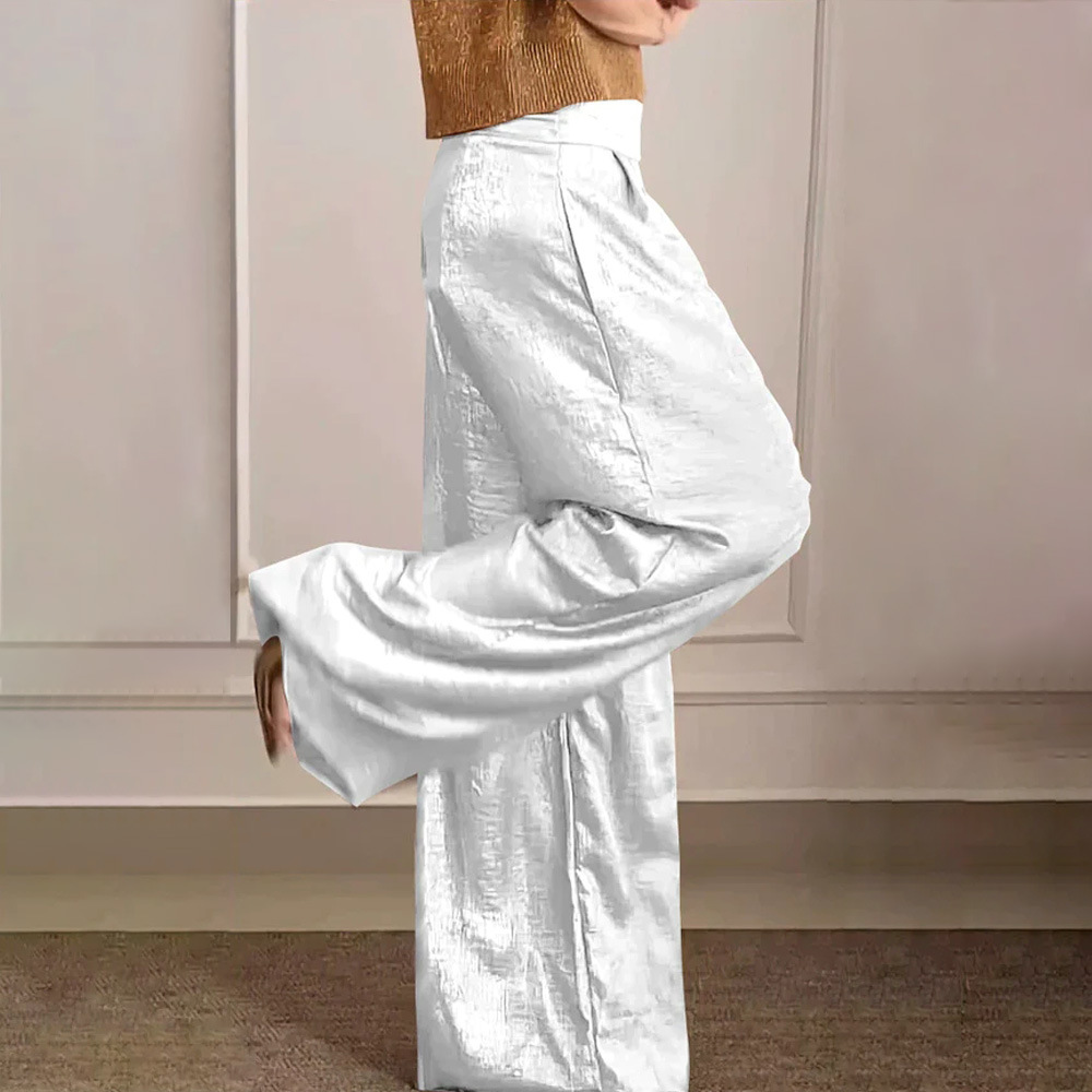 Amélie | Pantalon Large Femme Élégant Couleur Unie