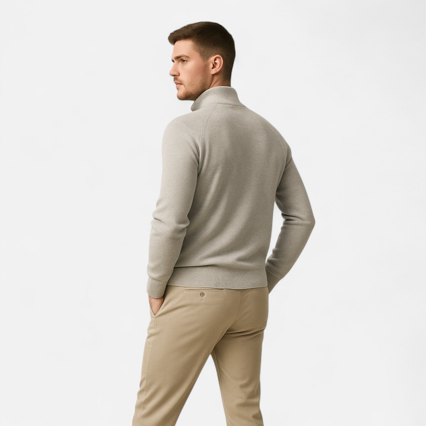 Calen | Pull Homme Col Montant Zippé en Coton Tricot Raffiné