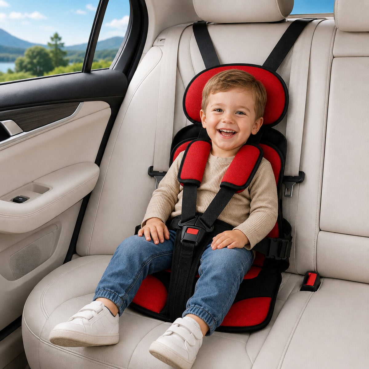 ReiseKompakt™ | Faltbarer Kindersitz fürs Auto mit abnehmbarem Bezug
