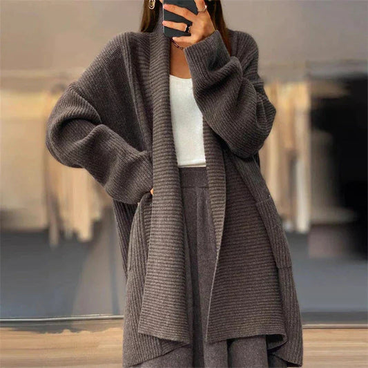 Béronisse | Cardigan Long Tricoté Femme à Poches