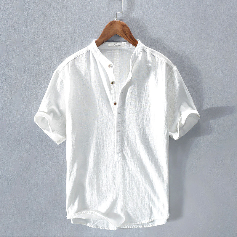 Yannick | Chemise Homme Manche Courte Unie à Demi-Boutonnage – Légère, Élégante & Idéale pour l’Été