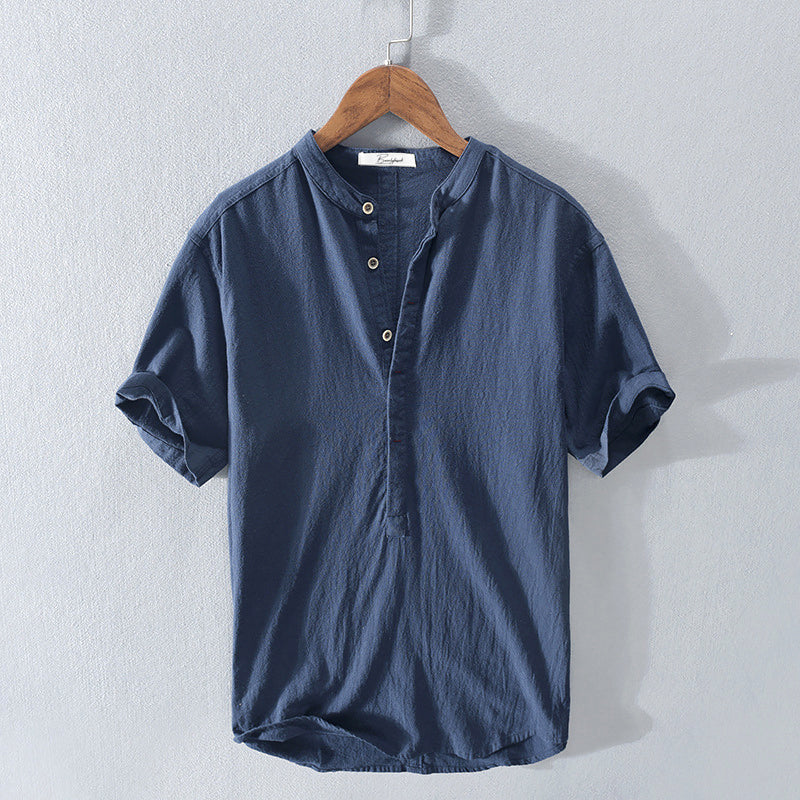 Yannick | Chemise Homme Manche Courte Unie à Demi-Boutonnage – Légère, Élégante & Idéale pour l’Été