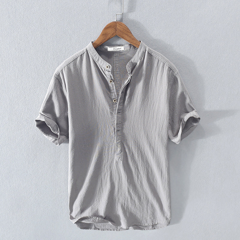Yannick | Chemise Homme Manche Courte Unie à Demi-Boutonnage – Légère, Élégante & Idéale pour l’Été
