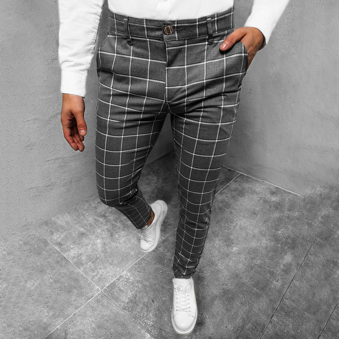 Cavendish | Pantalon Homme à Carreaux Slim Fit Style Droit Élégant