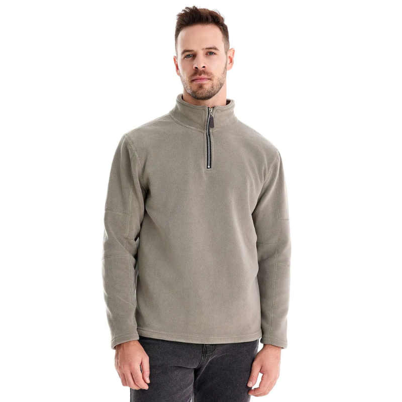 Dylan | Pull Homme Zippé Col Montant Uni, Chaud & Confortable avec Doublure Douce Élégante