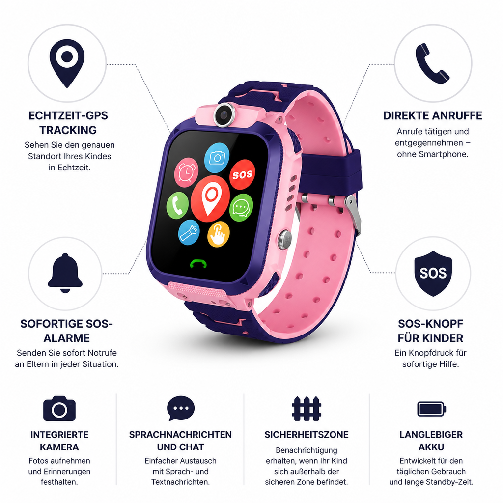 KidGuard™ | GPS-Kinder-Smartwatch mit Anruffunktion und SOS-Notruf