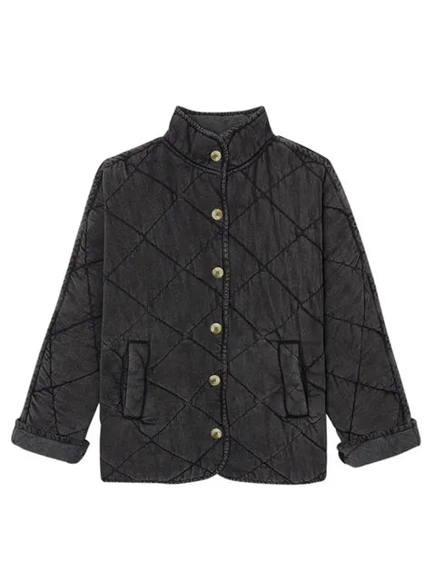 Clothilde-Marie | Veste femme légère matelassée boutonnée couleur unie style casual