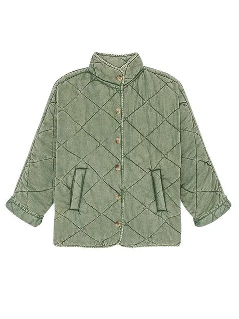Clothilde-Marie | Veste femme légère matelassée boutonnée couleur unie style casual