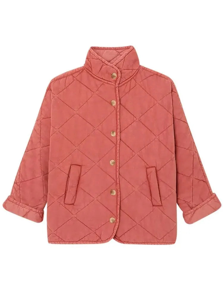 Clothilde-Marie | Veste femme légère matelassée boutonnée couleur unie style casual