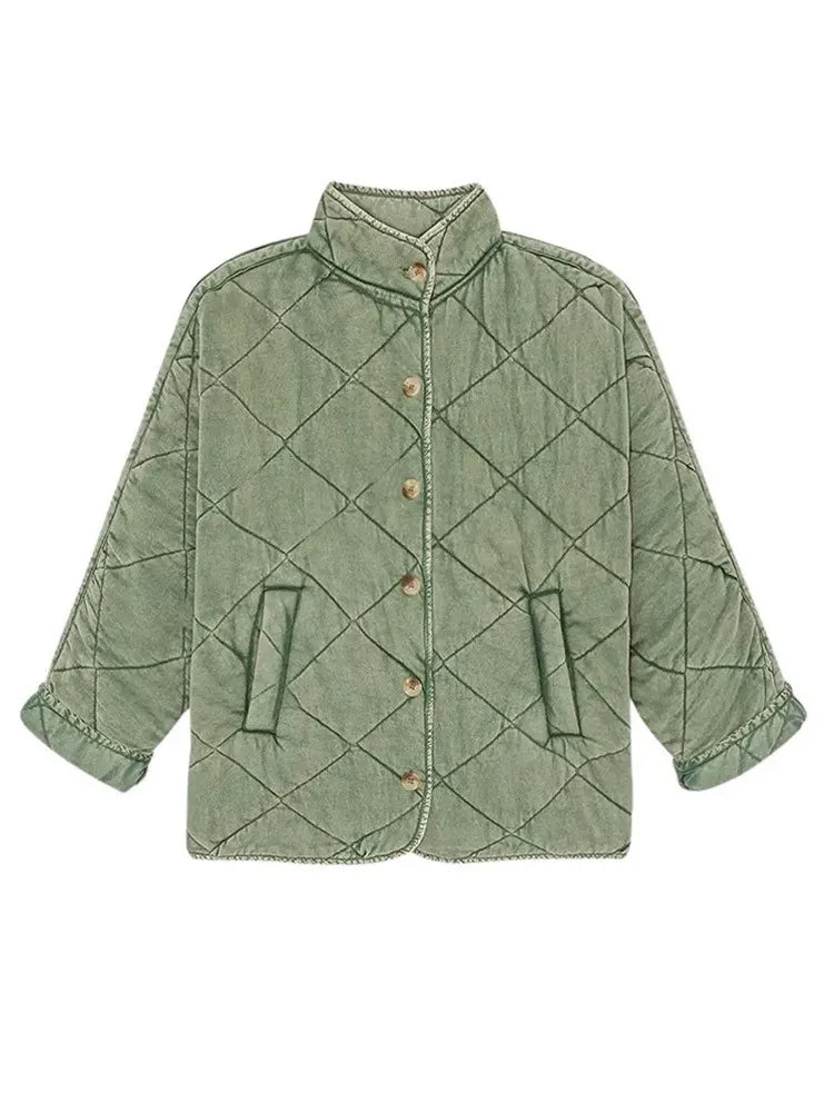 Clothilde-Marie | Veste femme légère matelassée boutonnée couleur unie style casual