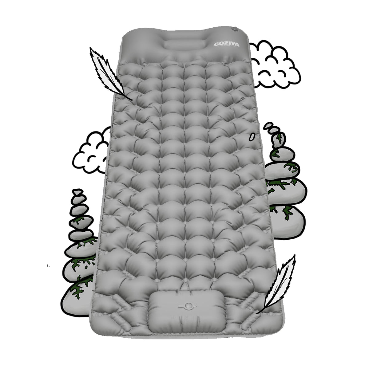 CampCloud™ | Aufblasbare Campingmatratze mit integrierter Pumpe und Kissen