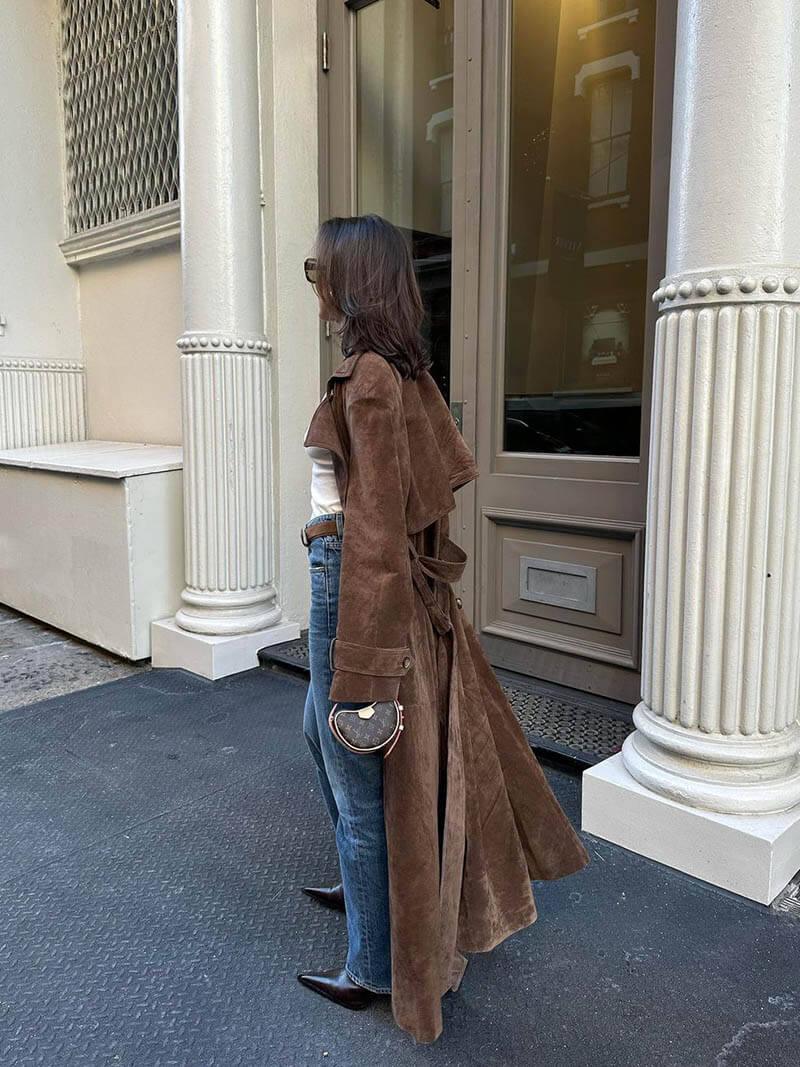 Trenchcoat Femme Élégant | Manteau Long Taille Cintrée Confort & Style