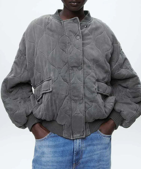 Chantaline | Veste matelassée femme en coton gris, légère et confortable