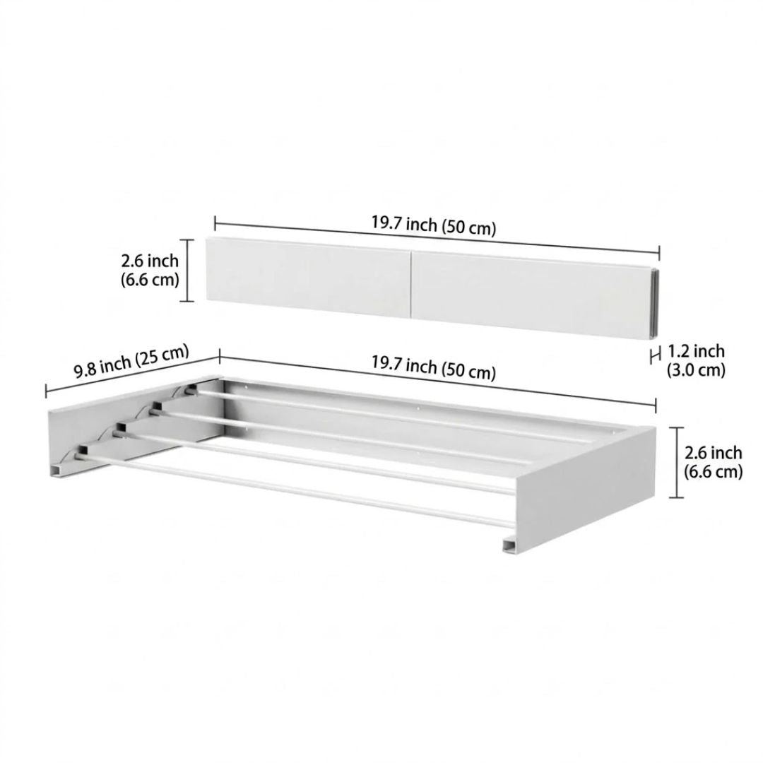 FoldDry™ | Faltbarer Wand-Wäscheständer aus Metall mit 100 cm Trockenfläche