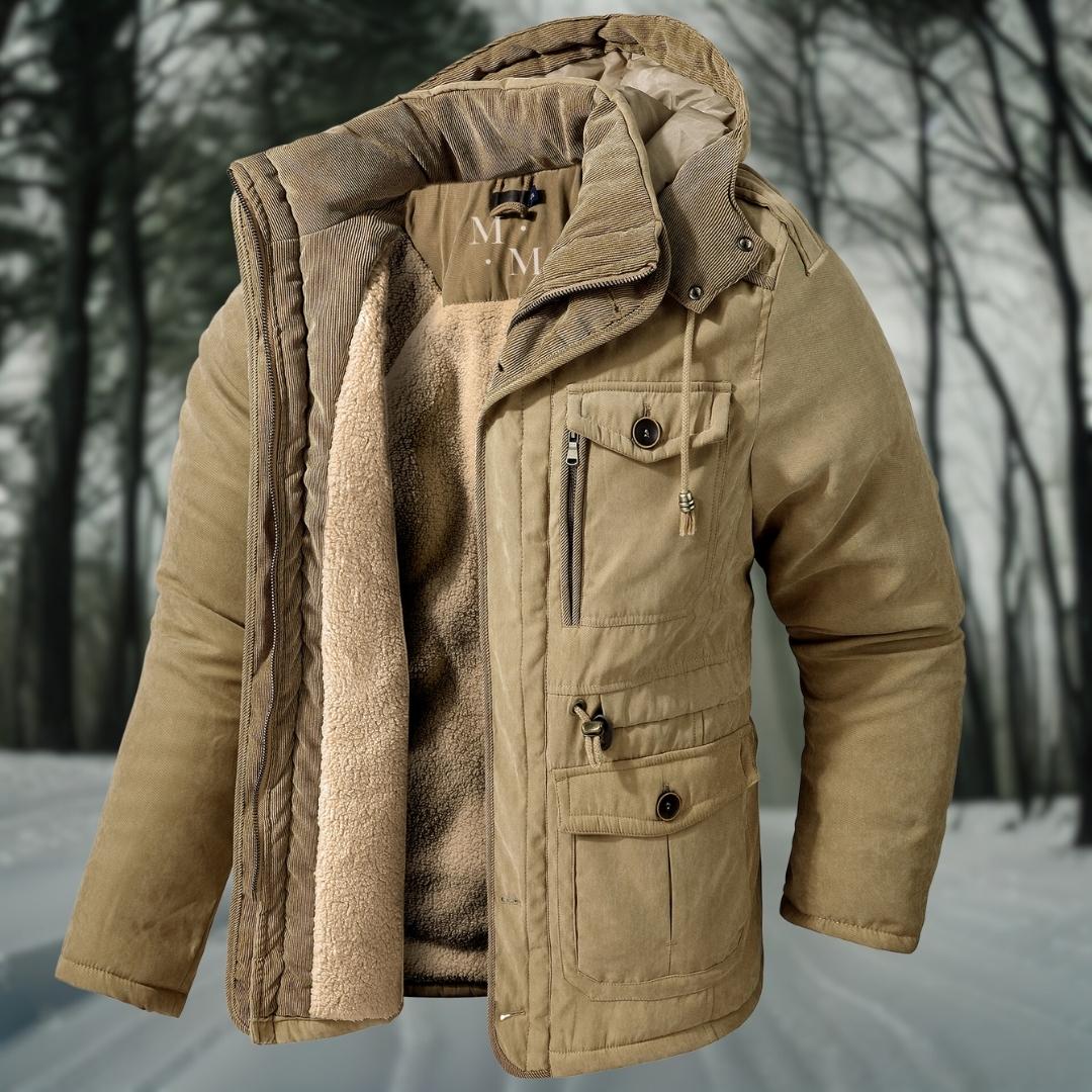 Dorian | Veste Homme Hiver Chaude Doublée avec Capuche, Taille Ajustable & Poches