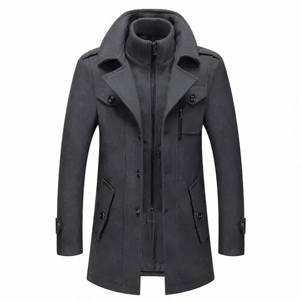 Spencer | Manteau Femme Hiver Long Élégant | Col Double, Fermeture Zip & Boutons