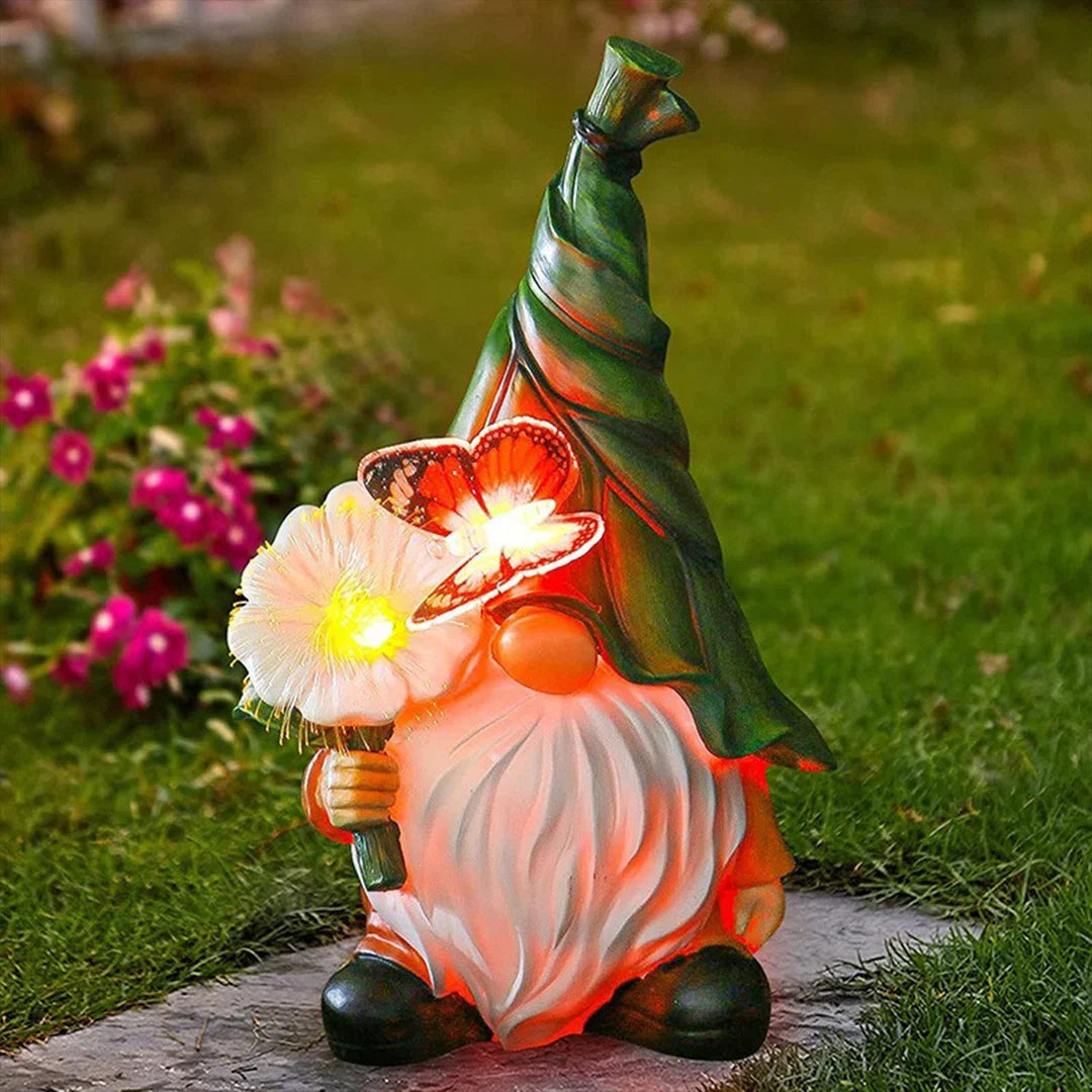 GartenWichtel™ | Solar-Gartenfigur mit LED-Licht und Dämmerungssensor