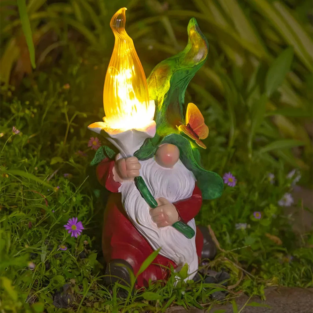 GartenWichtel™ | Solar-Gartenfigur mit LED-Licht und Dämmerungssensor