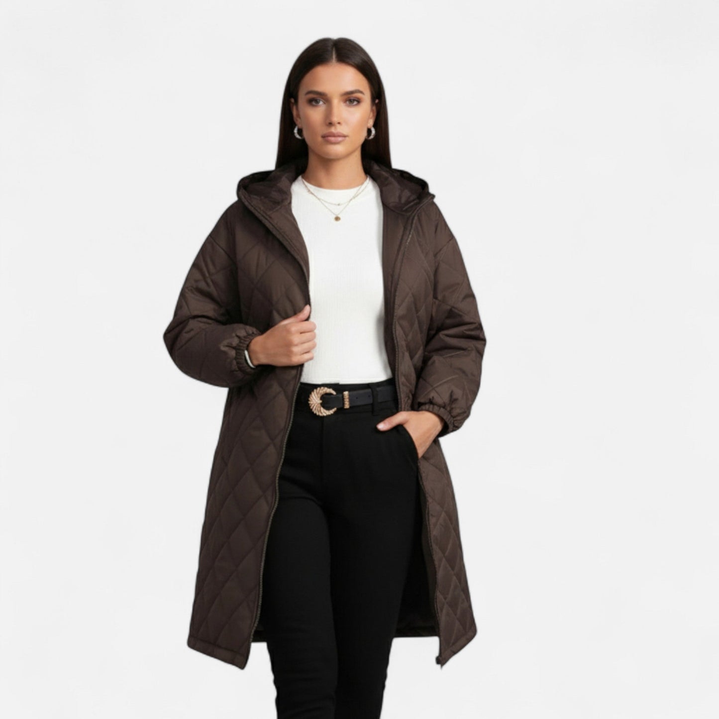 Malorie | Manteau Femme Matelassé à Capuche Automne Hiver Élégant