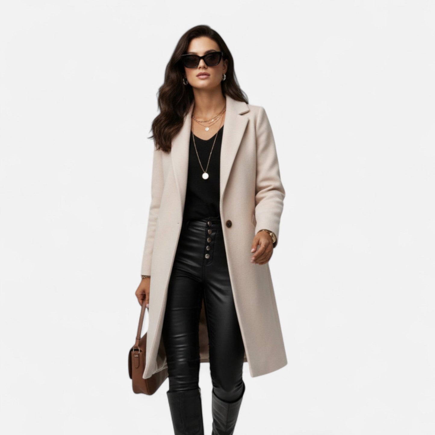 Margalita | Manteau Femme Long Col Revers Élégant Hiver