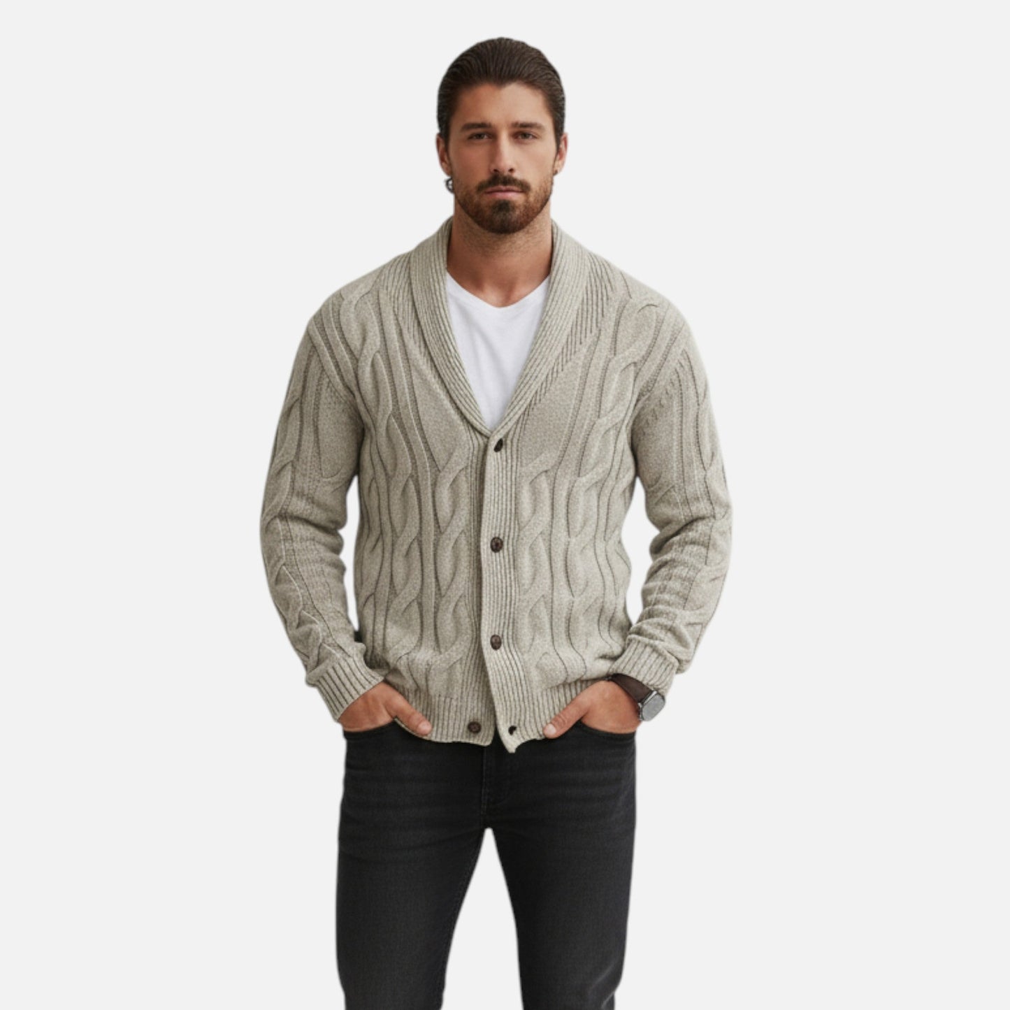 Beau | Cardigan Homme Tricot Texturé à Boutons pour Style Classique et Confort